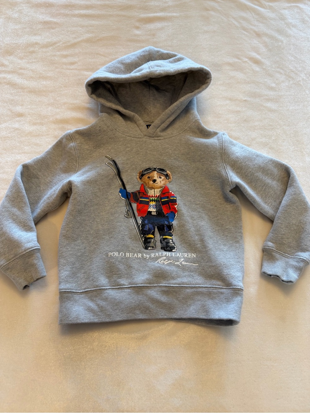 Ralph Lauren Kids' Polo Bear Ski Hoodie Gray Sz 5